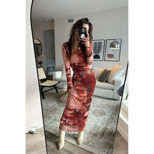 12th Tribe Casanova Printed Mesh Maxi Dress Size M